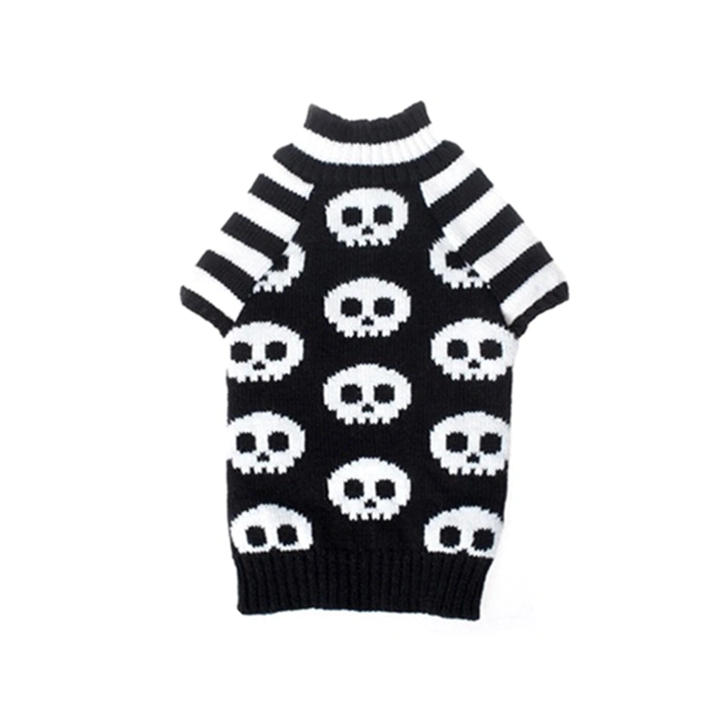 Halloween Dog Clothes Skull Stripe Dog Sweater Warm Pet Costume Pet Supplies for Autumn Winter Size XS