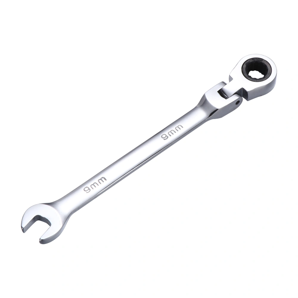 Dual Heads Ratchet 180 Degree Flexible Pivoting Head Adjustable Combination Dicephalous Wrench Spanner (Silver)