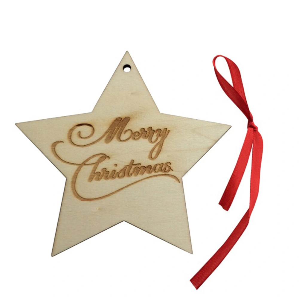 Merry Christmas Wooden Star Shape Embellishments Plain Wood Crafts Christmas Tree Hanging Ornament   Cut