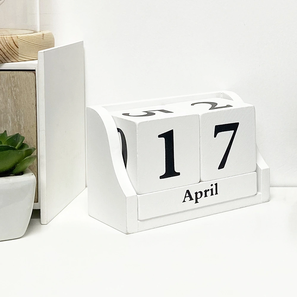 Wooden Desk Calendar Block Calendar for Desk Perpetual Calendar Desktop Decor