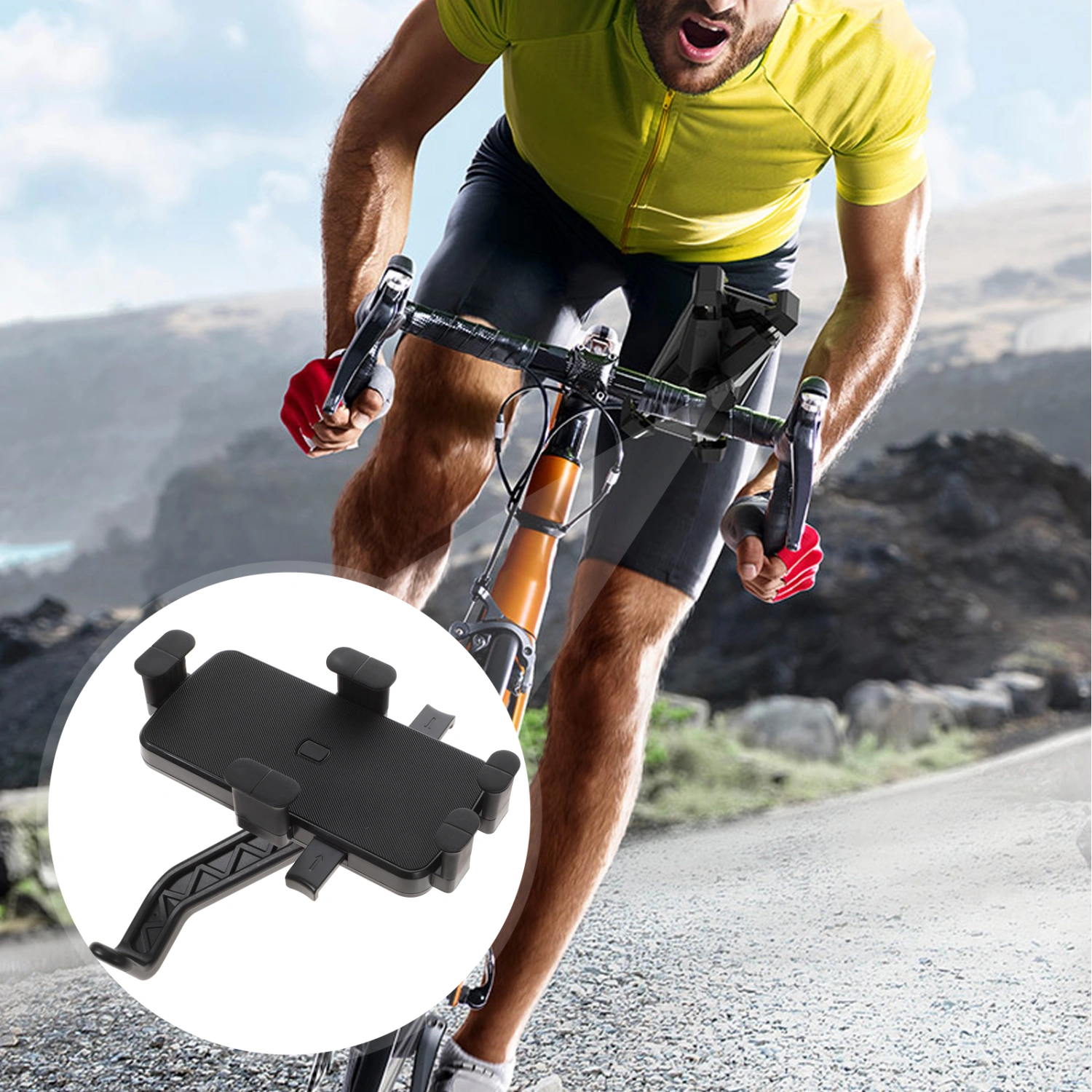 Motorcycle Phone Holder Snap-type Mouth Phone Holder Motorcycle Bracket (black)
