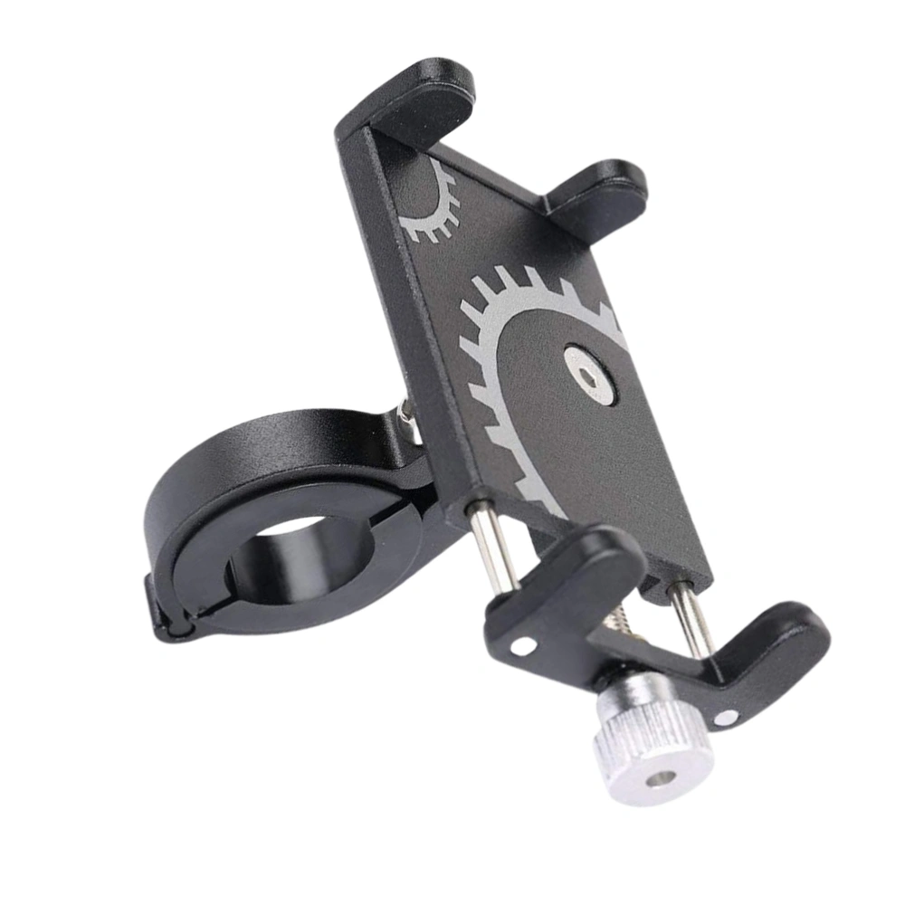 Practical Aluminium Alloy Bike Phone Mount Mobile Phone Holder Handlebar Fixed Navigation Anti-sild Bracket for 5 to 10CM Phone (Black)