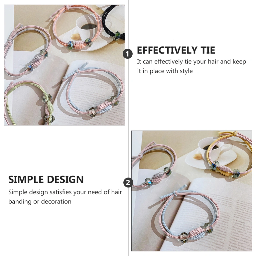 12pcs Simple Stretch Hair Ties with Transparent Beads Elastics Ponytail Holders