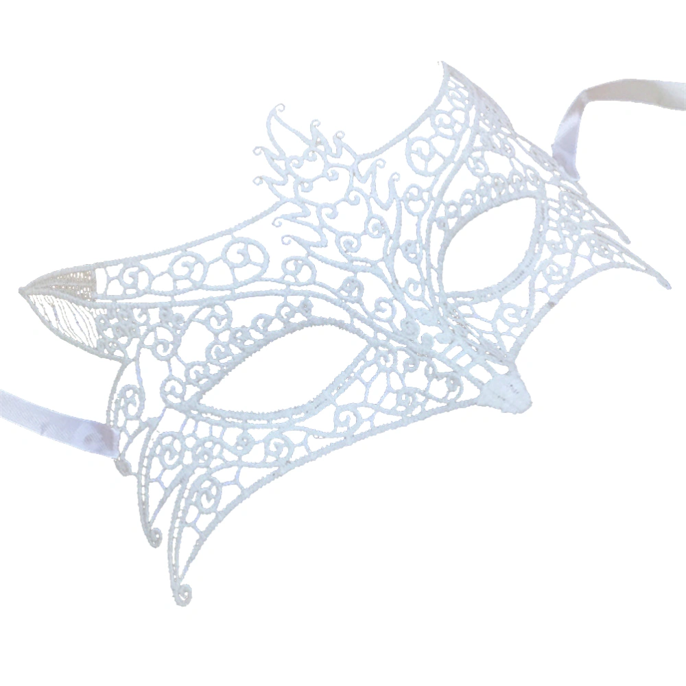 Shape Hollow Out Lace Halloween Evening Party Prom Masquerade Mask Lace Mask (White)