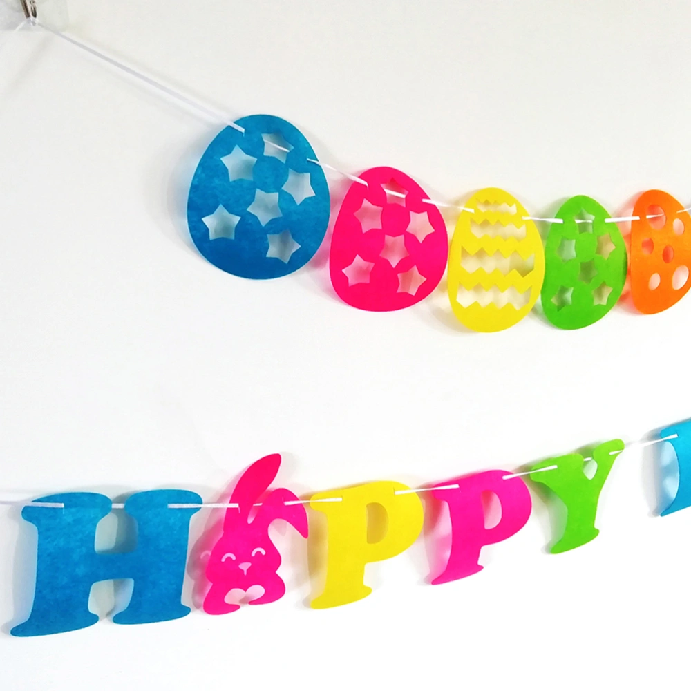 Easter Colorful Egg Banner Pull Flag Creative Hanging Pennant Party Supplies (Colorful Egg Banner)