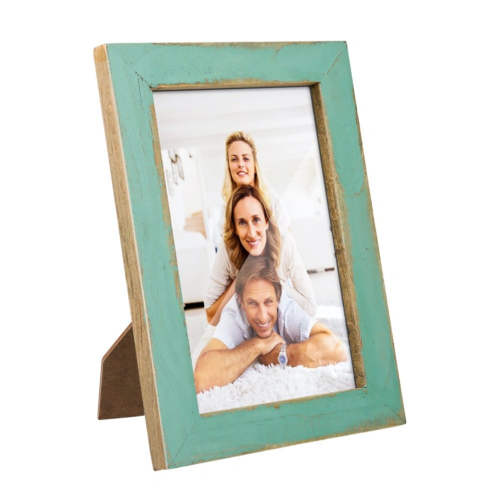 WINOMO Retro 6 Inch Wooden Photo Frames Vintage Picture Frames Home Office Tabletop Decoration (Light Blue)