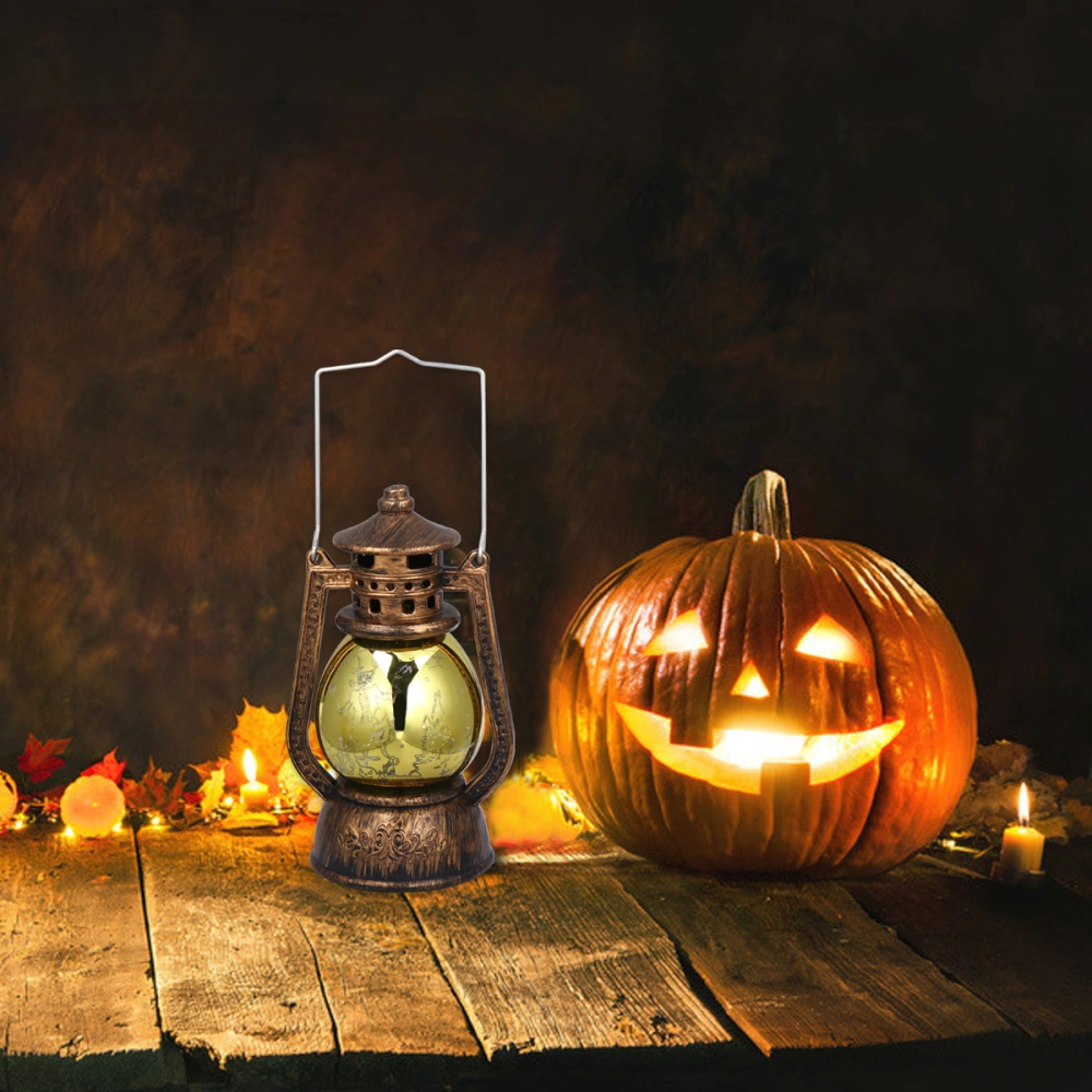 1pc Halloween Party Scene Layout Portable Retro Electroplating Revolving Lantern