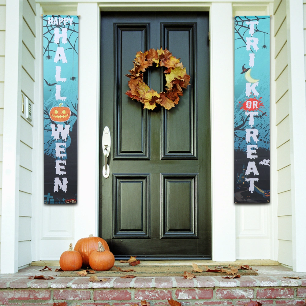 A Pair of Halloween Porch Banners Outdoor Trick or Treat Banner for Halloween