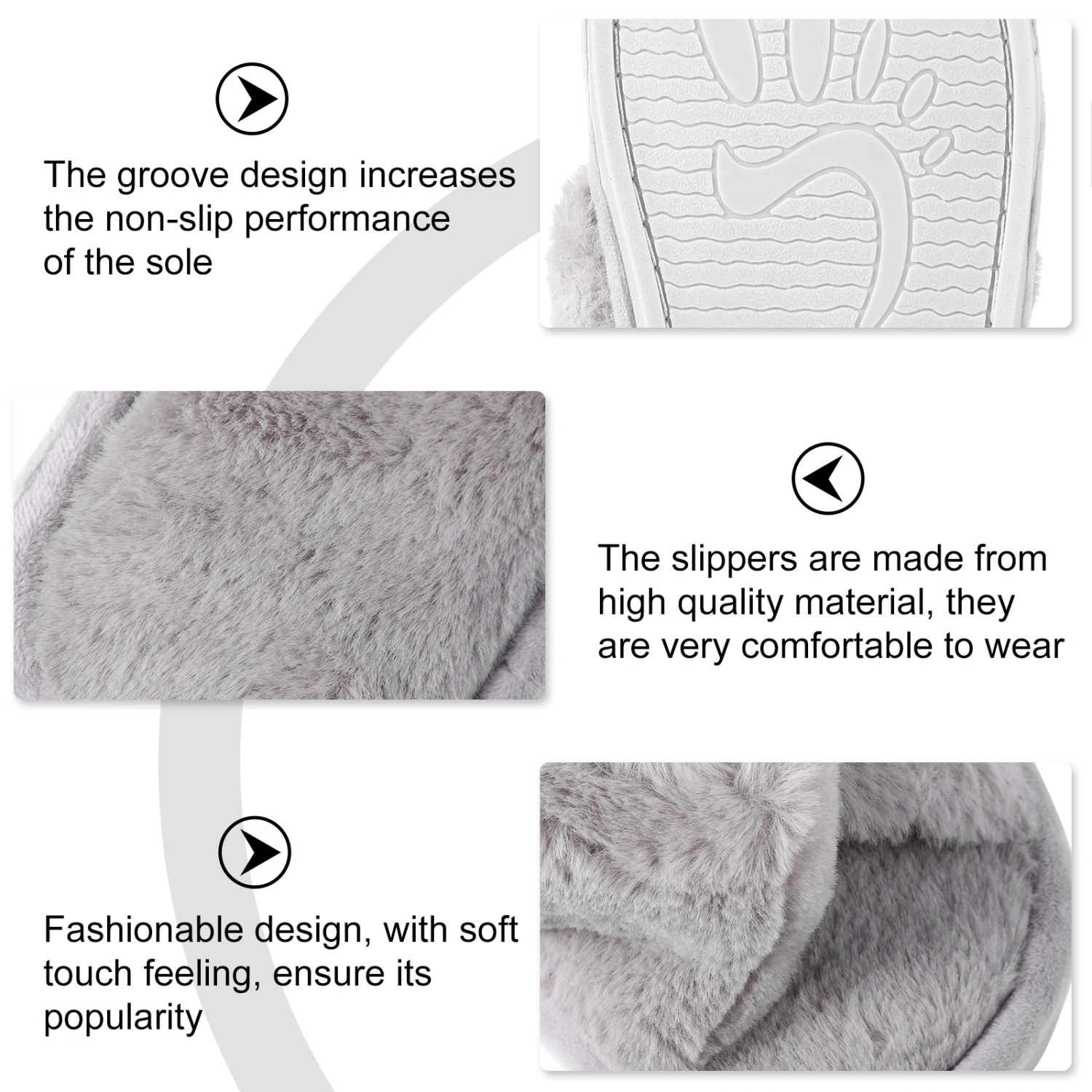 1 Pair Autumn and Winter Plush Cross Plush Clipper Open Toe Home Warm Slipper