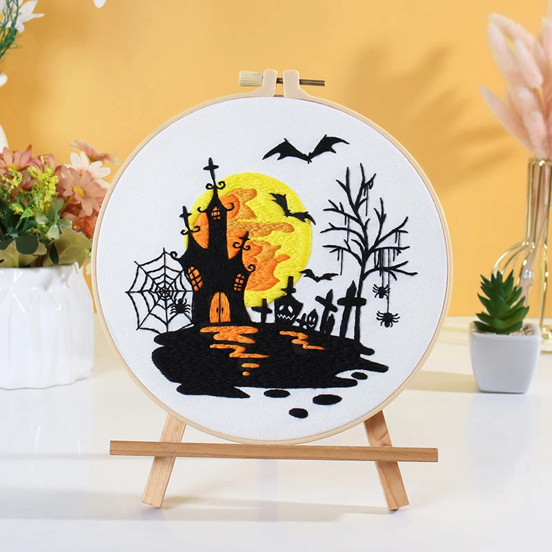 1 Set of Halloween Embroidery Set Halloween Pattern Cross Stitch Kit Unfinished Embroidery Crafts Set