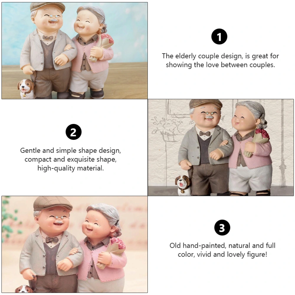 Love Lasts Figurine Elderly Couple Birthday Wedding Living Room Resin Decoration