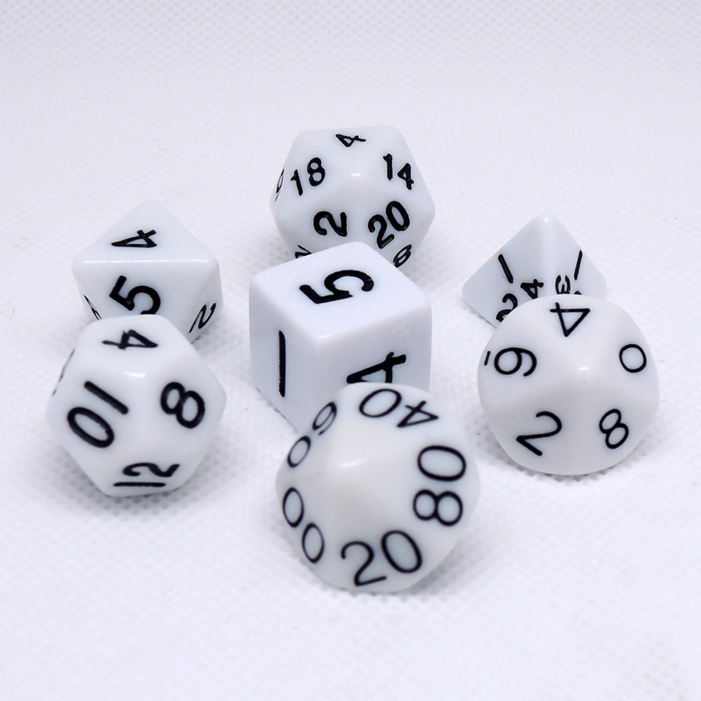 Polyhedral Dice Set 4 Sided-20 Sided Multi Sided Acrylic Dice Game Favours for D & D Games (White)