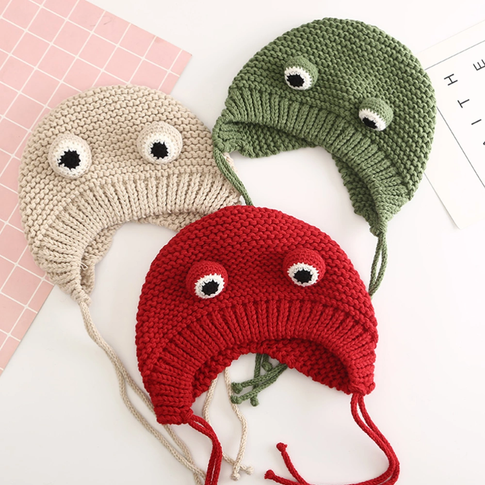 1Pc Comfortable Shaped Knitted Hat Winter Warm Baby Crochet Adorable Headdress(Green)