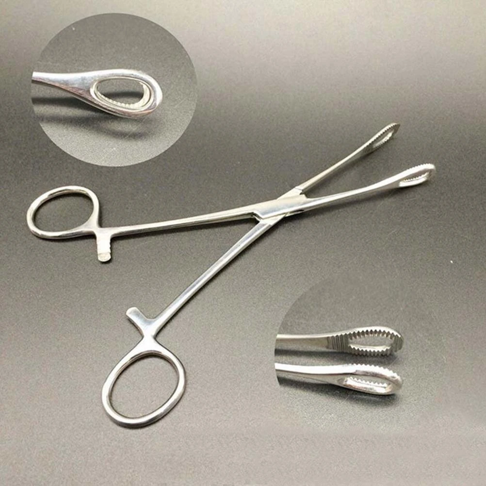 Closed Round Self-Locking Sponge Forceps Body Piercing Tool Tattooing Tool (Silver)