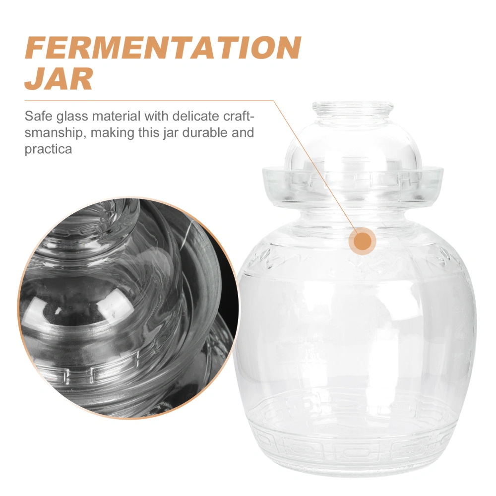 1Pc Household Fermentation Jar Kitchen Pickle Jar Transparent Glass Storage Jar