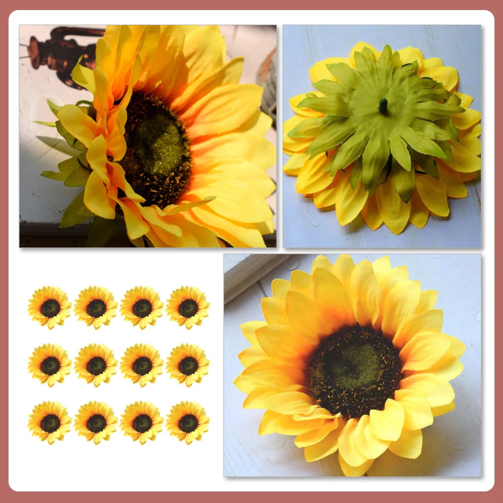 12Pcs Simulated Sunflowers Imitation Flowers Head Decors Fake Sunflower Props