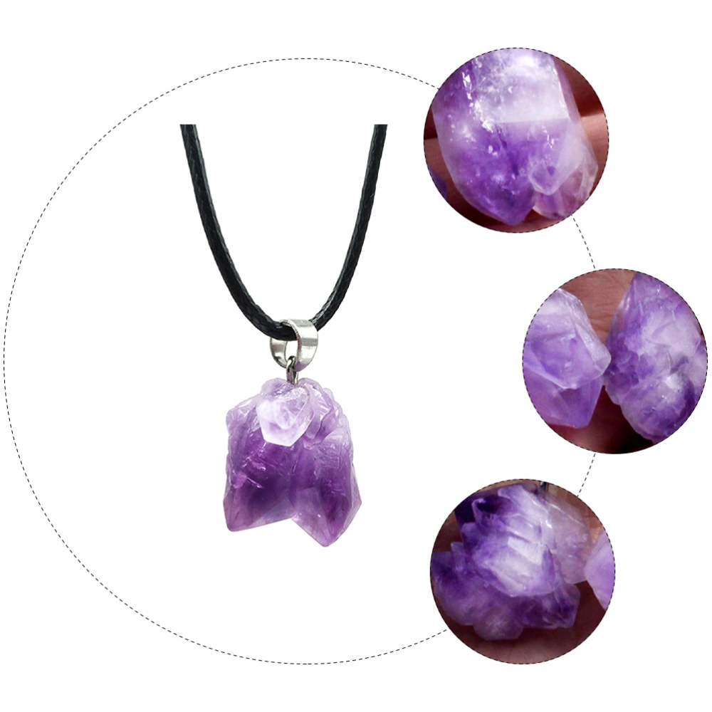 1pc Natural Amethyst Craft Pendant Necklace Exquisite Amethyst Necklace Pendant