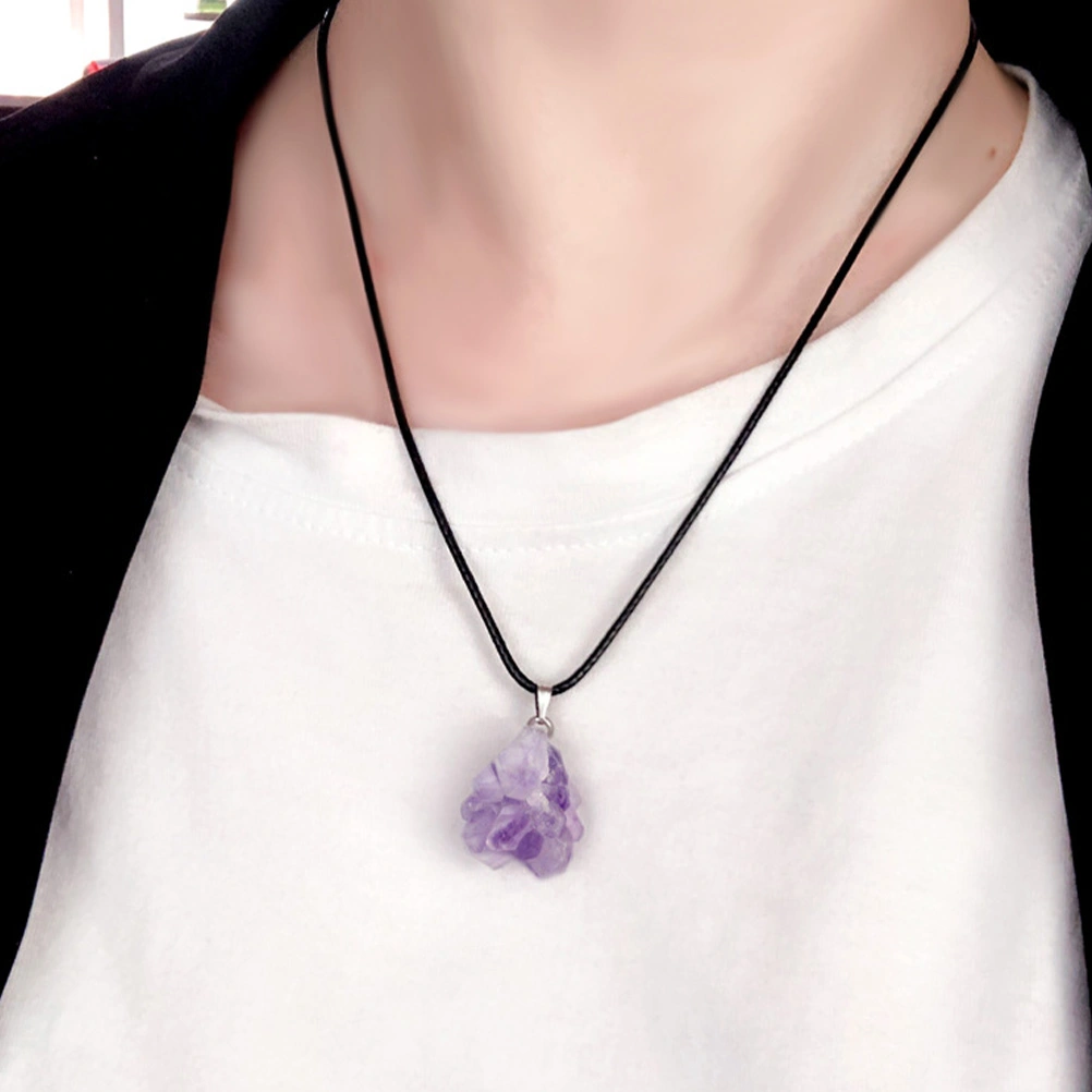 1pc Natural Amethyst Craft Pendant Necklace Exquisite Amethyst Necklace Pendant