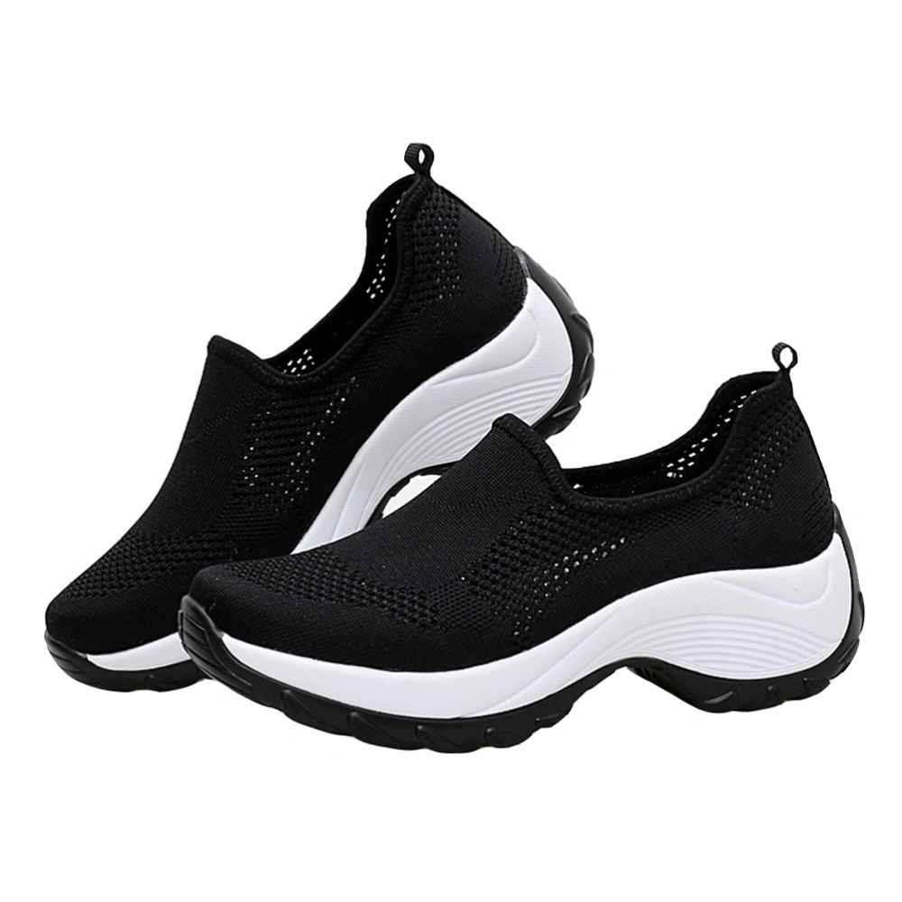 1 Pair Weave Shoes Breathable Exercise Shoes Outdoor Mesh Shoes (Black)