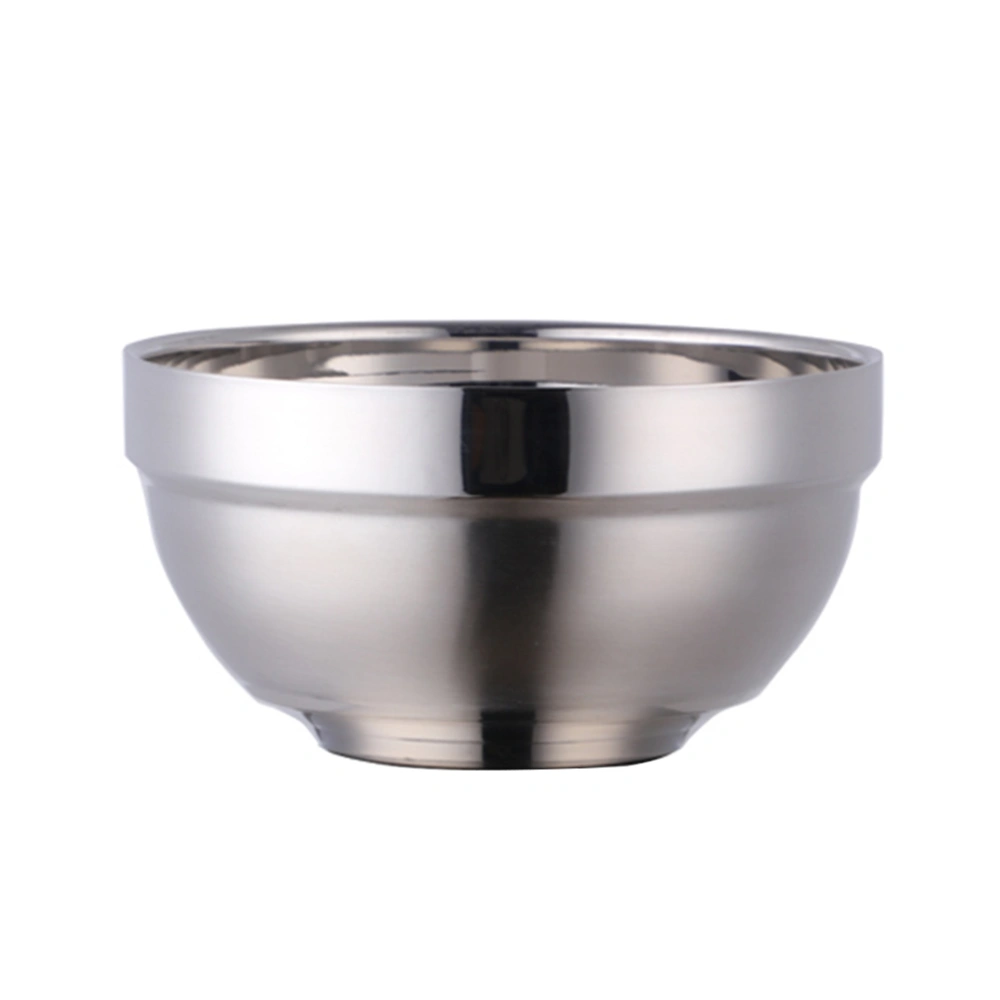 Stainless Steel Bowl Double-layer Insulation Bowl Household Thicken Bowl Anti-fall Snack Bowl (Silver Child Style)