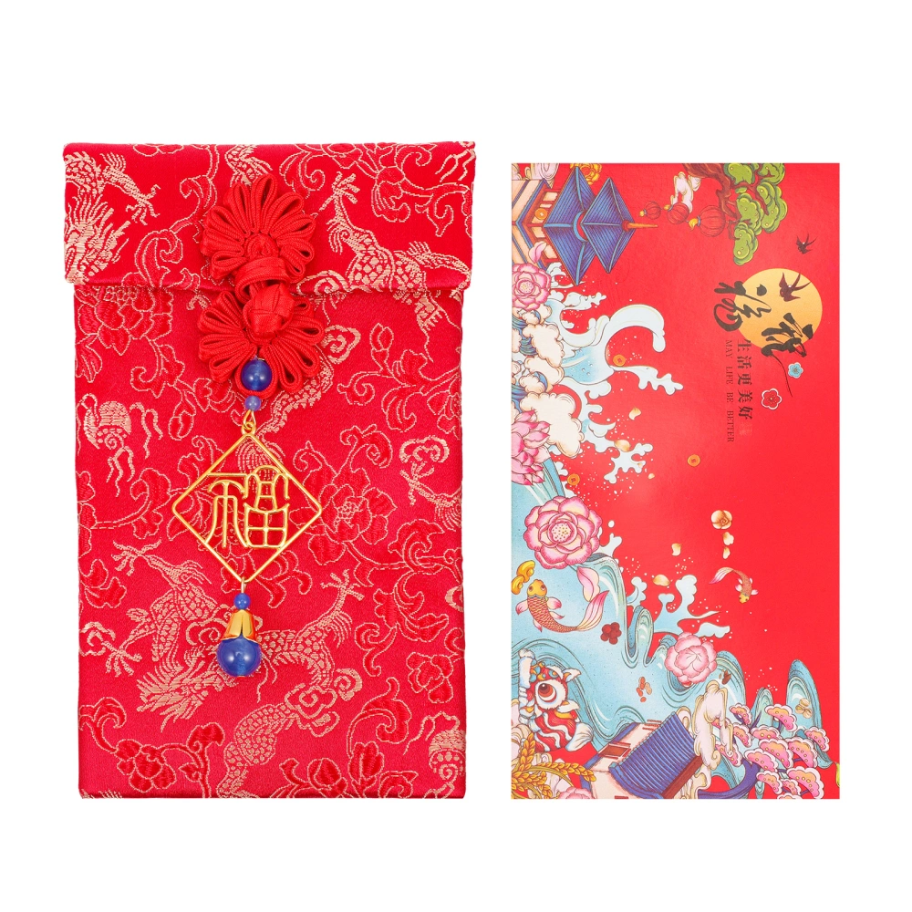 1Pc Chinese New Year Red Pocket Cloth Money Pocket Spring Festival Red Envelope