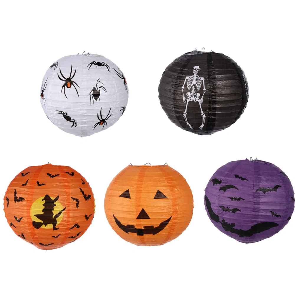 5Pcs Halloween Themed Paper Lantern Creative Hanging Props Theme Party Decor