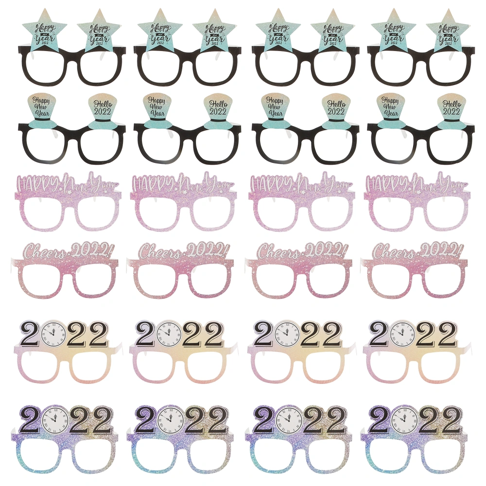 24Pcs Paper Decorative Glasses New Year Party Eyeglasses Practical Photo Props