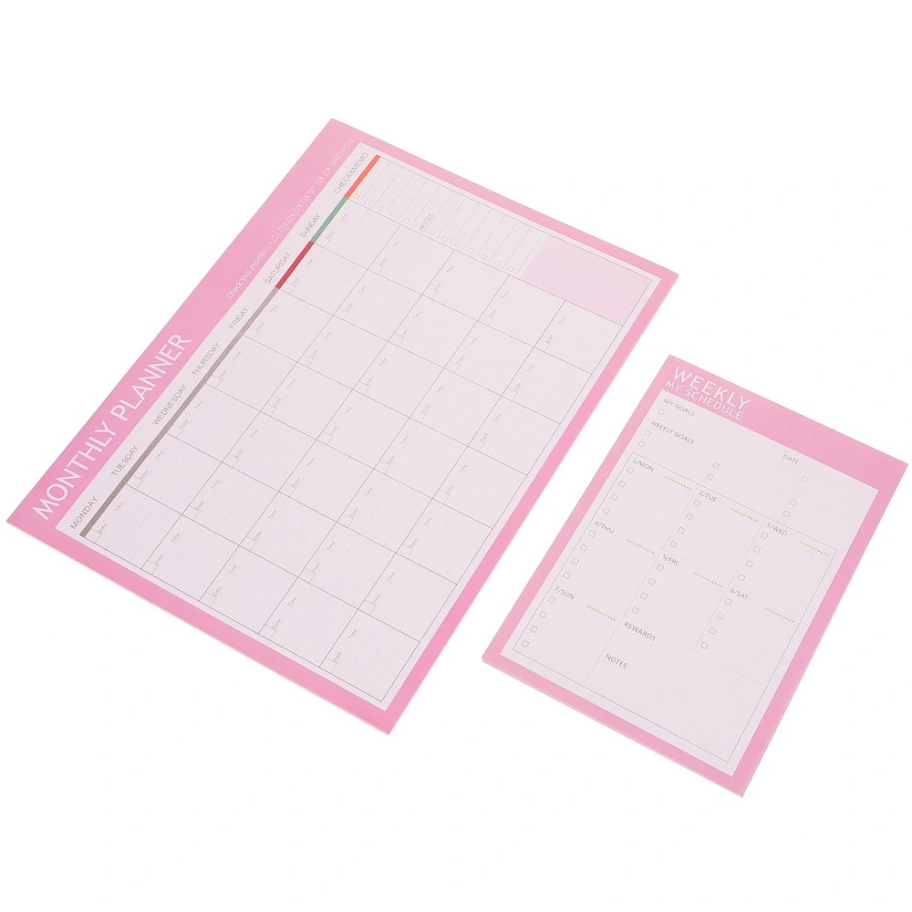 2pcs Weekly Notepad Planner Monthly Paper Planning Notepad Schedule Checklist