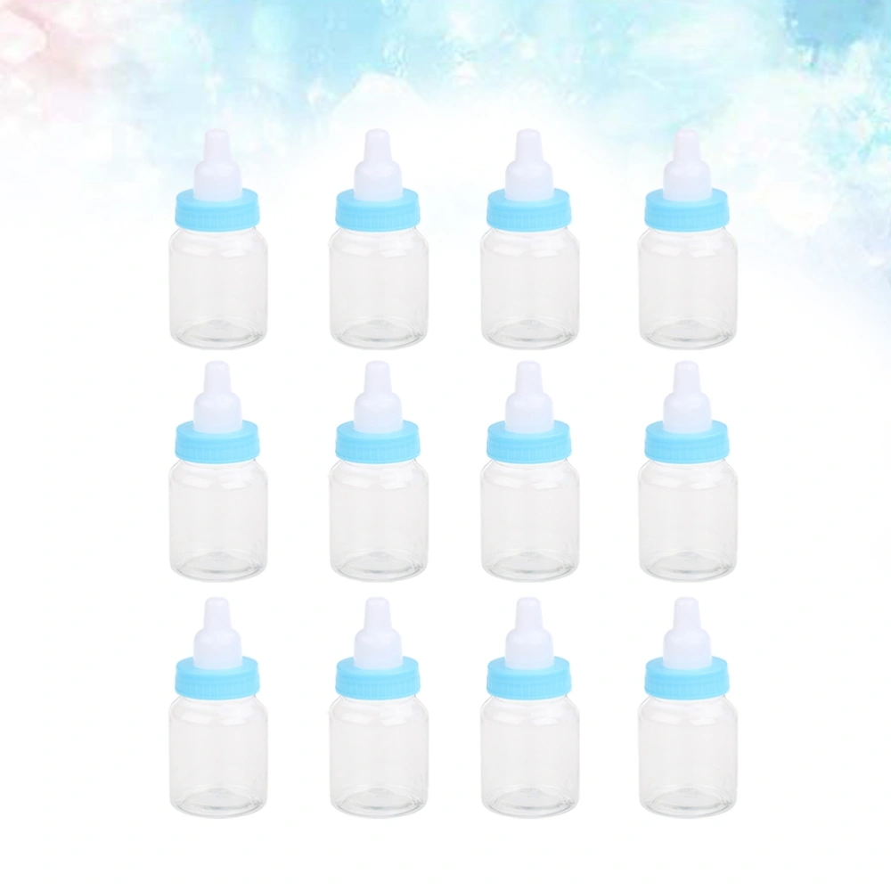 24pcs Creative Cartoon Mini Feeding Bottle Shape Decorative Candy Bottle Transparent Nursing Bottle for Baby Shower Party Favors (Blue)