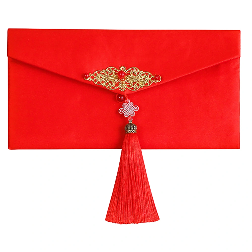 1 Pc Festive Red Envelope Creative Chinese Style Cloth Tassel Red Envelope (Red)