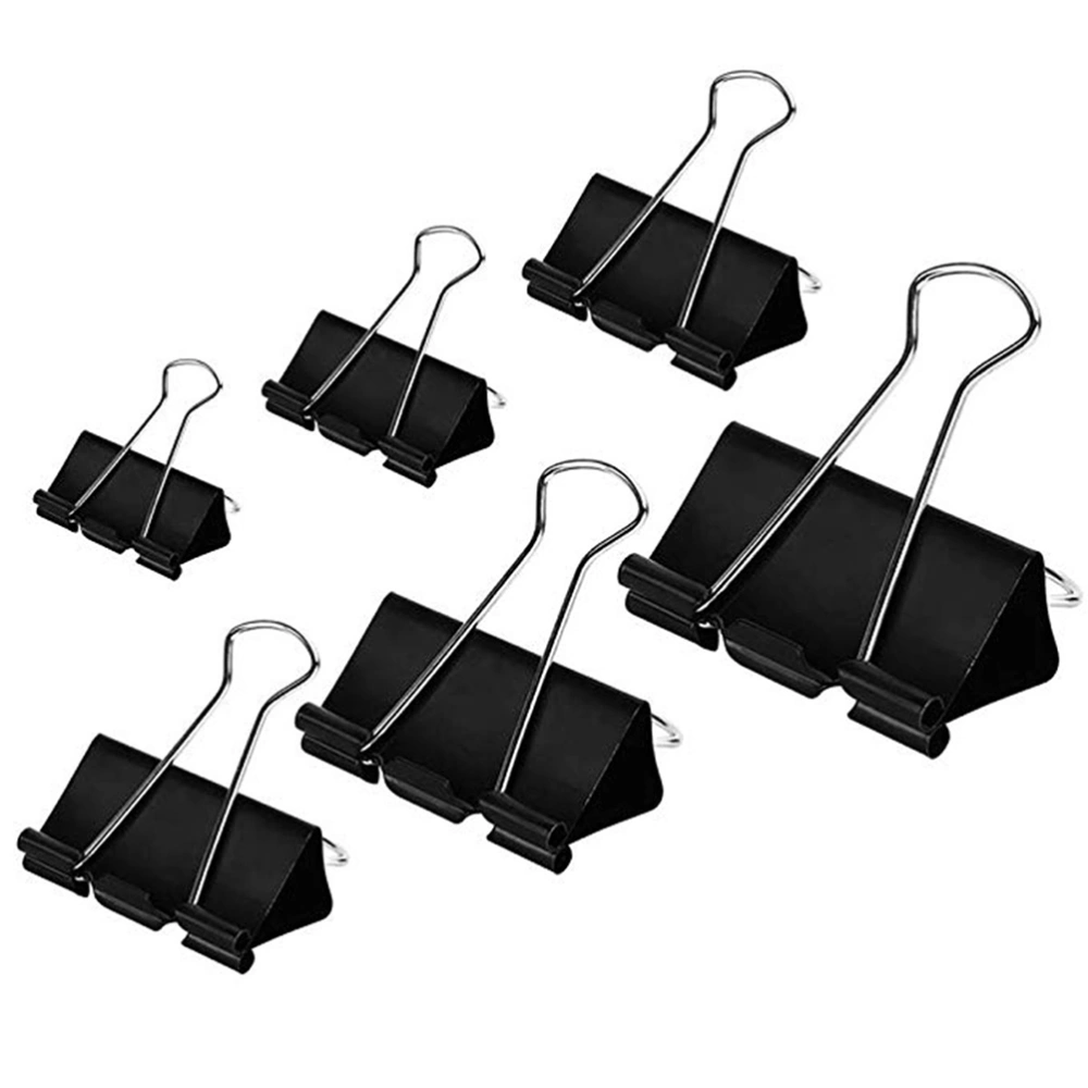 90 Pcs Black Binder Clips Paper Clamps Office Supplies for Home Office School (5Pcs 51mm + 5Pcs 41mm + 5Pcs 32mm + 15Pcs 25mm  + 30Pcs 19mm + 30Pcs 15mm)