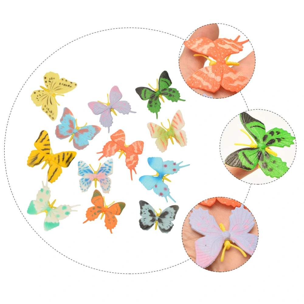 12Pcs Butterflies Figurine Crafts Lifelike Kindergarten Model Set (Random Color)