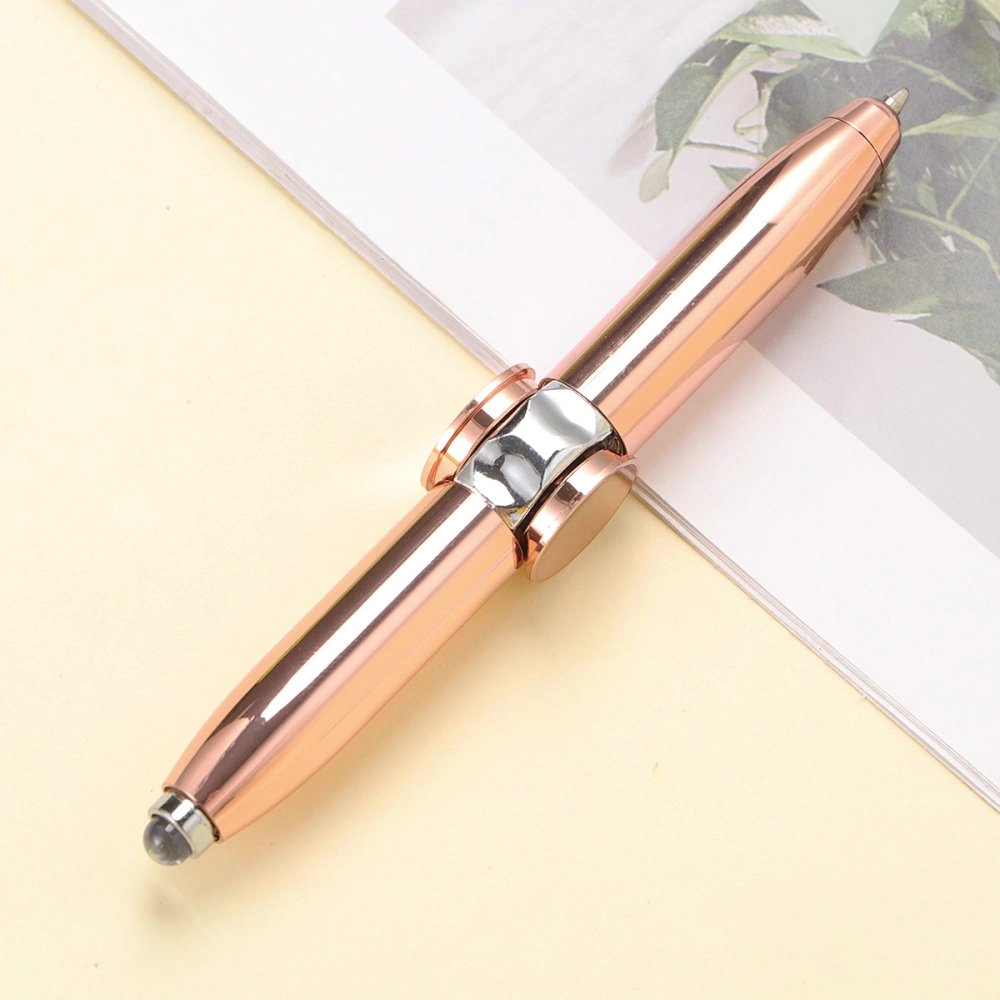 Creative Multifunctional Finger Gyroscope Pen Rotating Glowing Metal Pen Golden with Light (Rose Gold)