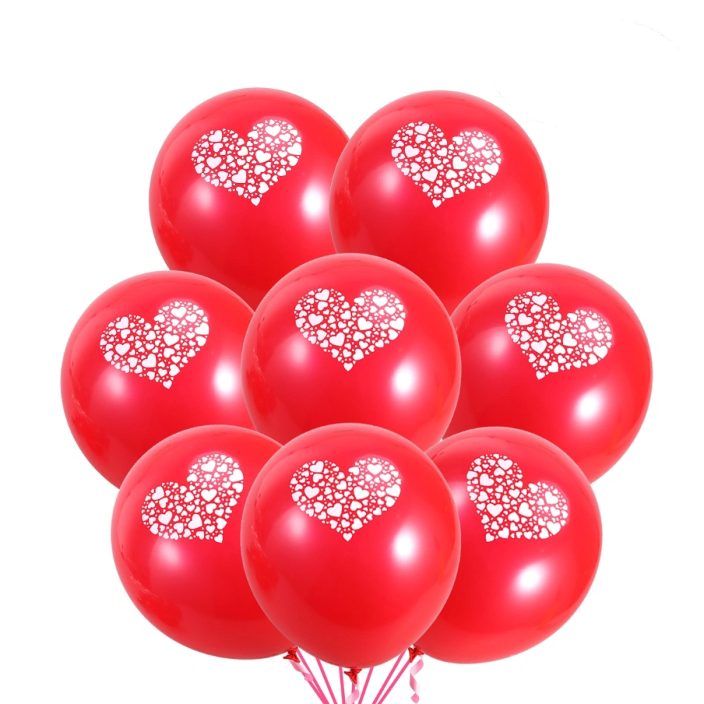 20 Pcs 12 Inch Round Latex Balloons Thickened Heart Printed Balloon for Parties Birthdays and Wedding Celebration(Red)