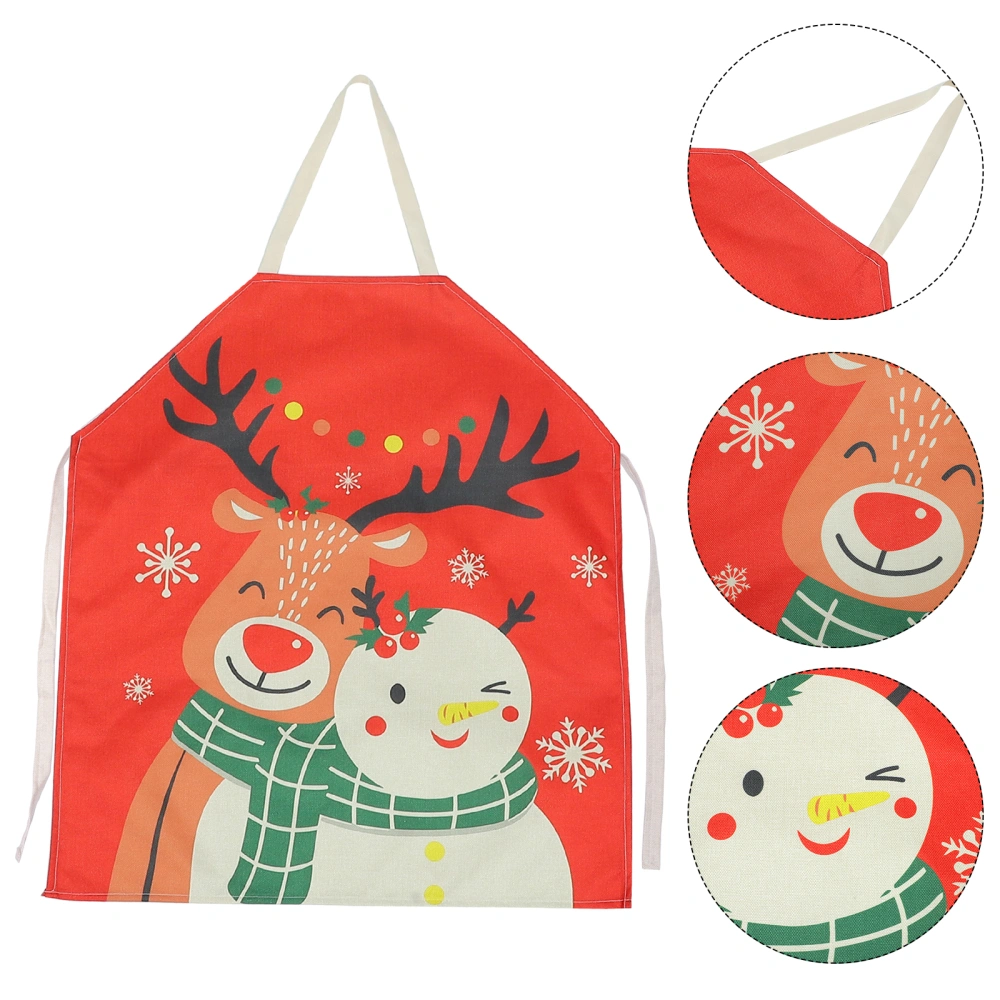 1pc Christmas Theme Kitchen Aprons Work Clothes for Coffee Shop Restaurants