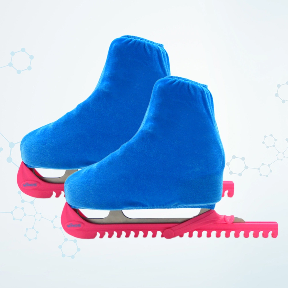 A Pair of Ice Skating Figure Skating Shoes Cover Solid Rollar Skate Shoes Accessories Size S (Sapphire Blue)