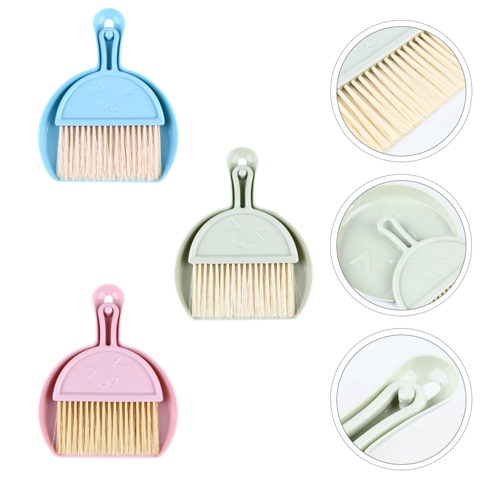 3 Sets Desktop Mini Cleaning Broom Brush Dustpan Keyboard Broom for Home Office