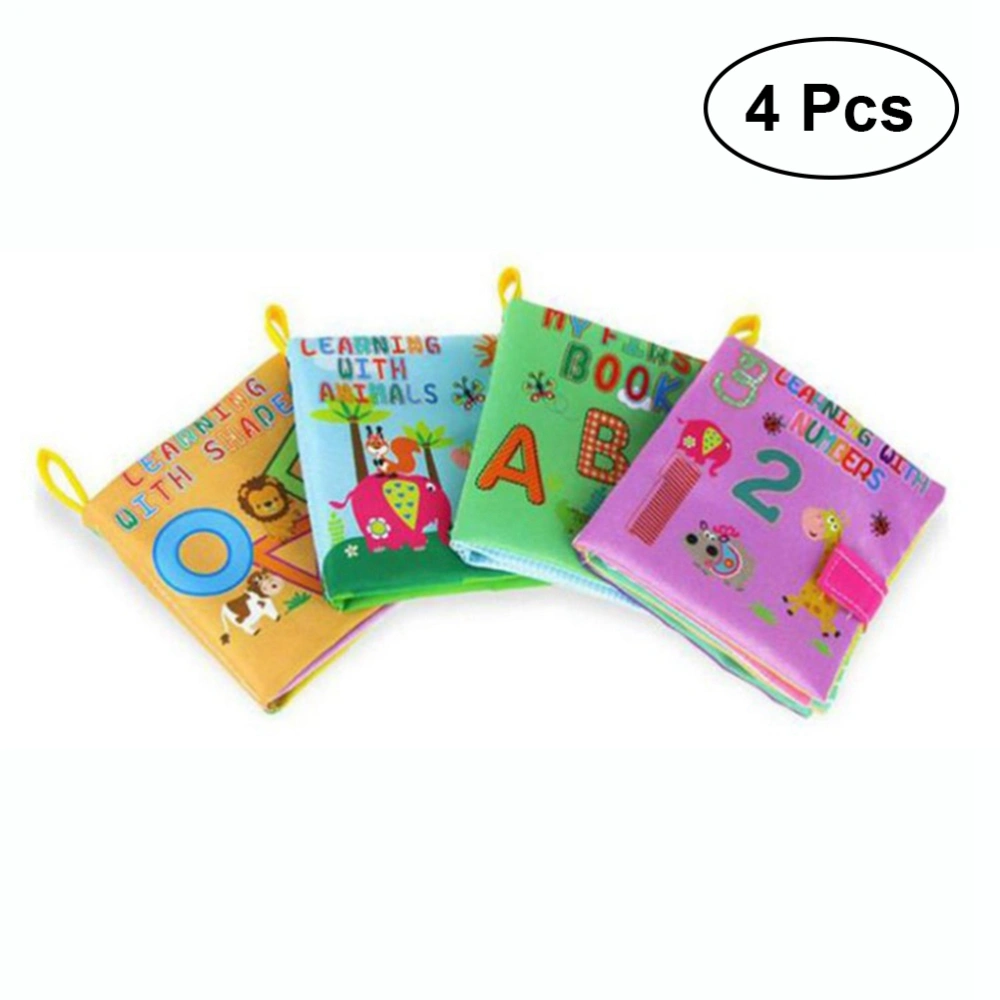 4pcs Baby's Washable Cloth Book Baby Cloth Book Set Kids Early Learning Educational Book Toys