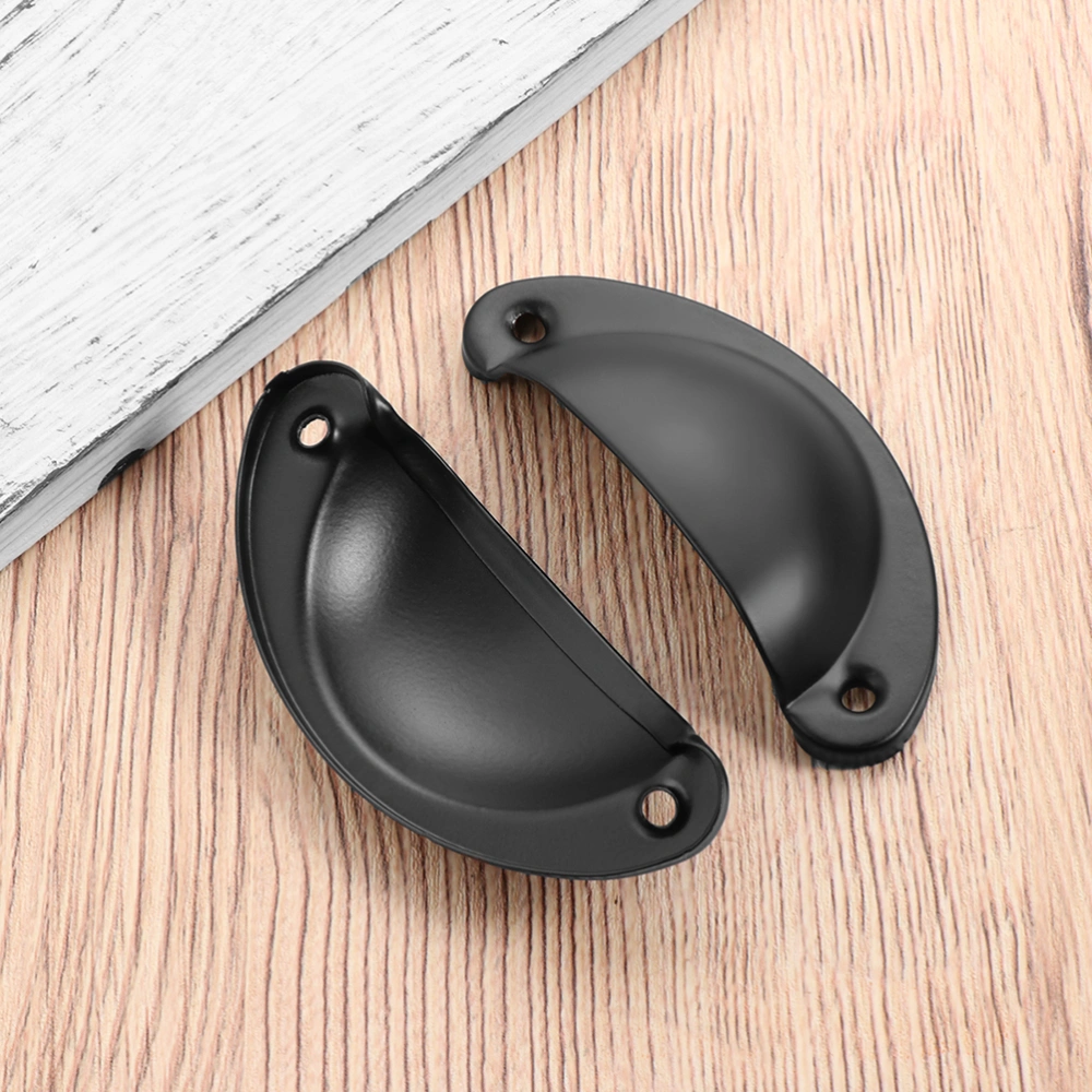 20pcs Vintage Decorative Door Drawer Pull Handle Iron Semicircle Knobs (Black)