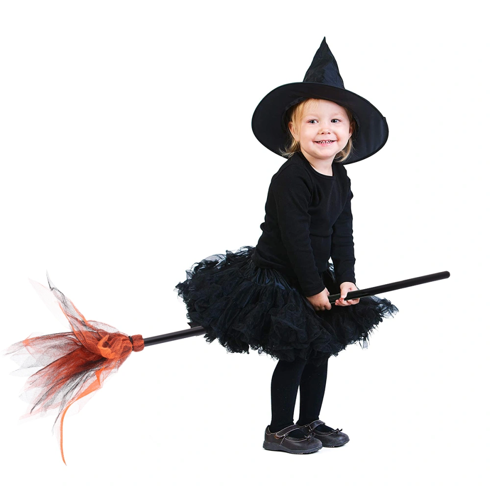 Halloween Broom Witch Broom Creative Witch Mesh Broom Halloween Party Supplies