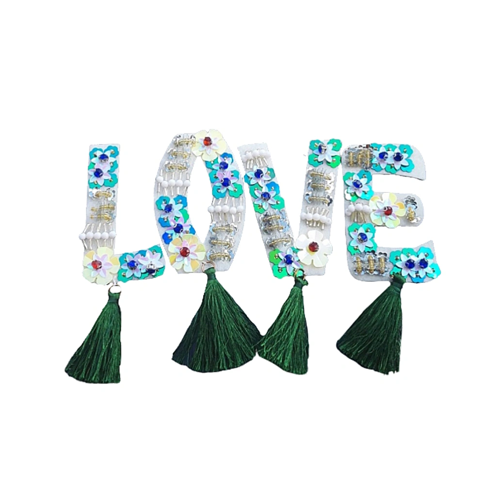 LOVE Letter Sequins Clothes Accessory Handmade Beads Creative Sewing Patch Stitch Paste for Decoration (Tassel Love)