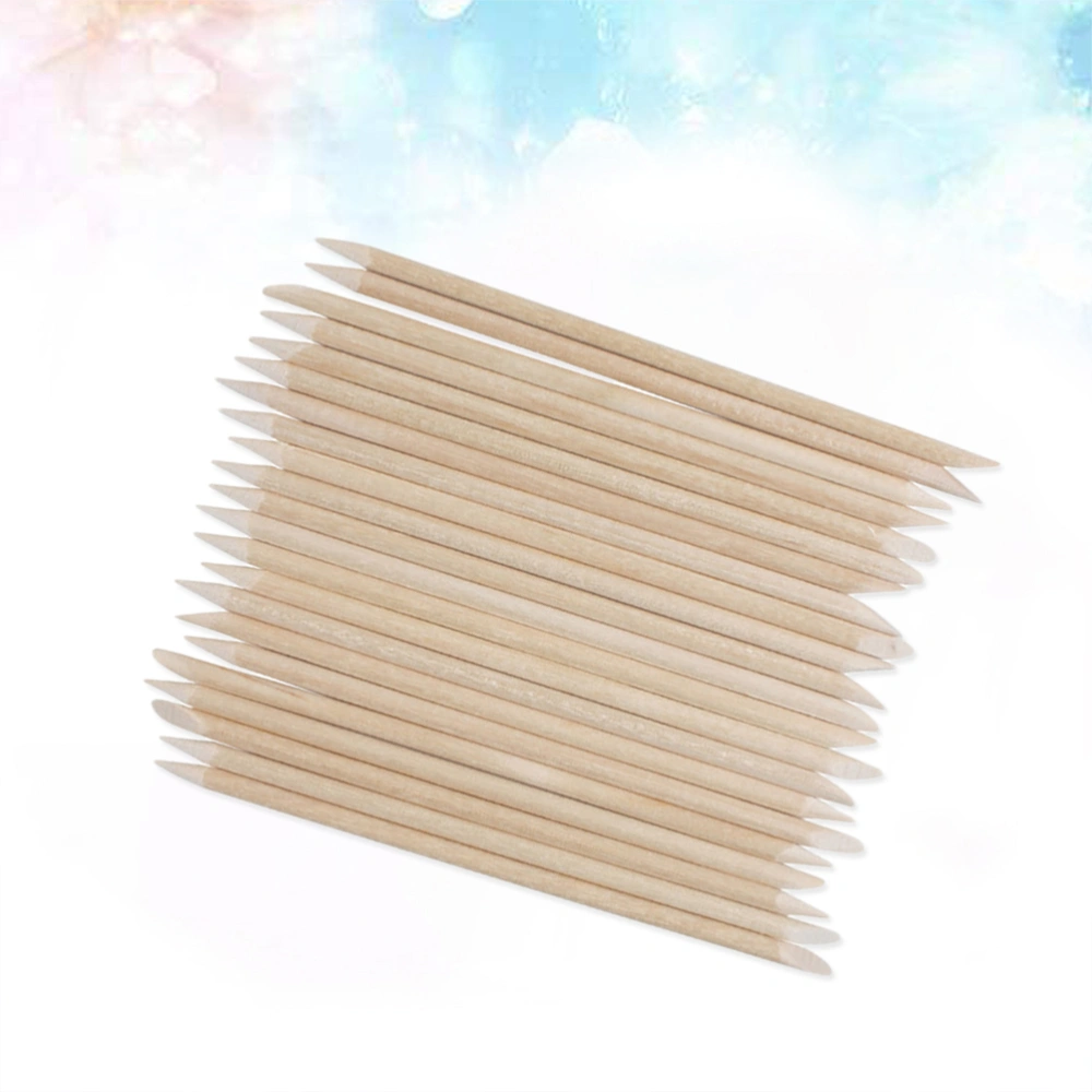 100 Pcs Nail Art Orange Wood Sticks Cuticle Pusher Remover Dead Skin Pusher Cleaning Stick Rhinestone Picker Manicure Tool