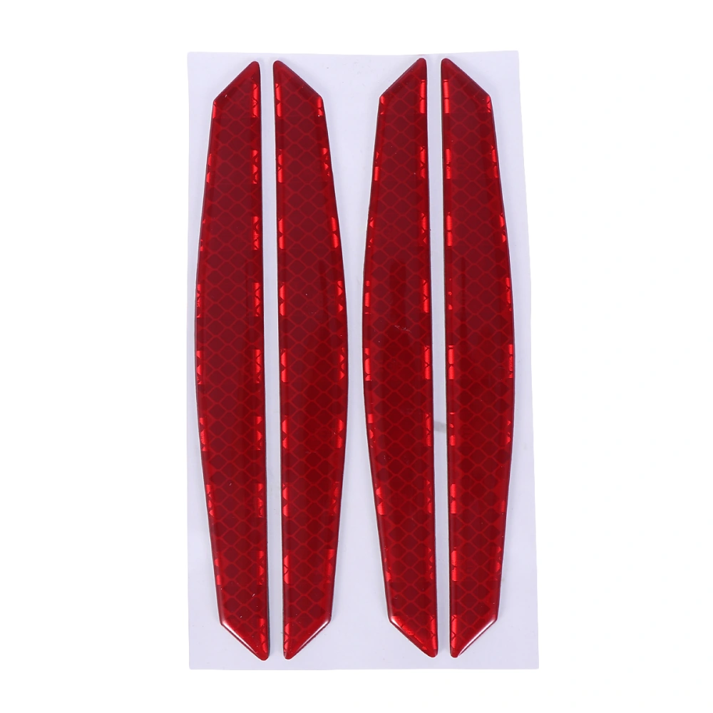 4pcs PET Car Door Anti Collision Sticker Reflective Door Anti-Rub Strips Car Door Anti-scratch Protector (Red)