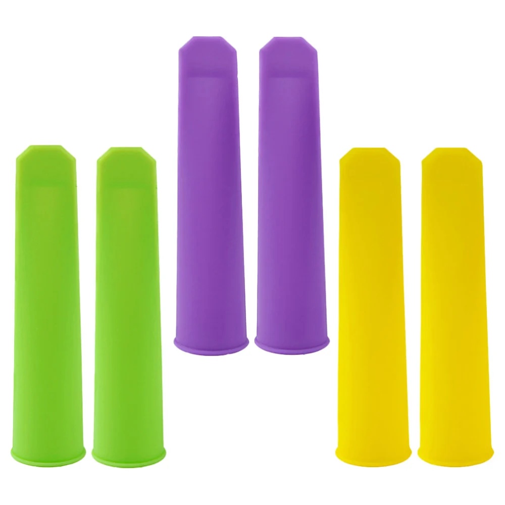 6pcs DIY Popsicle Molds Handheld Silicone Moulds with Cover Ice Cream Making Tools