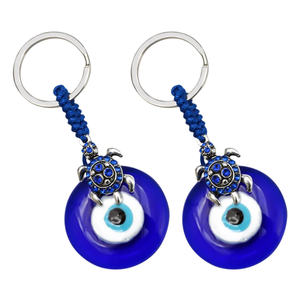 2 Pcs Creative Evil Eye Key Chain Fashion Bag Hanging Pendant Practical Key Ring