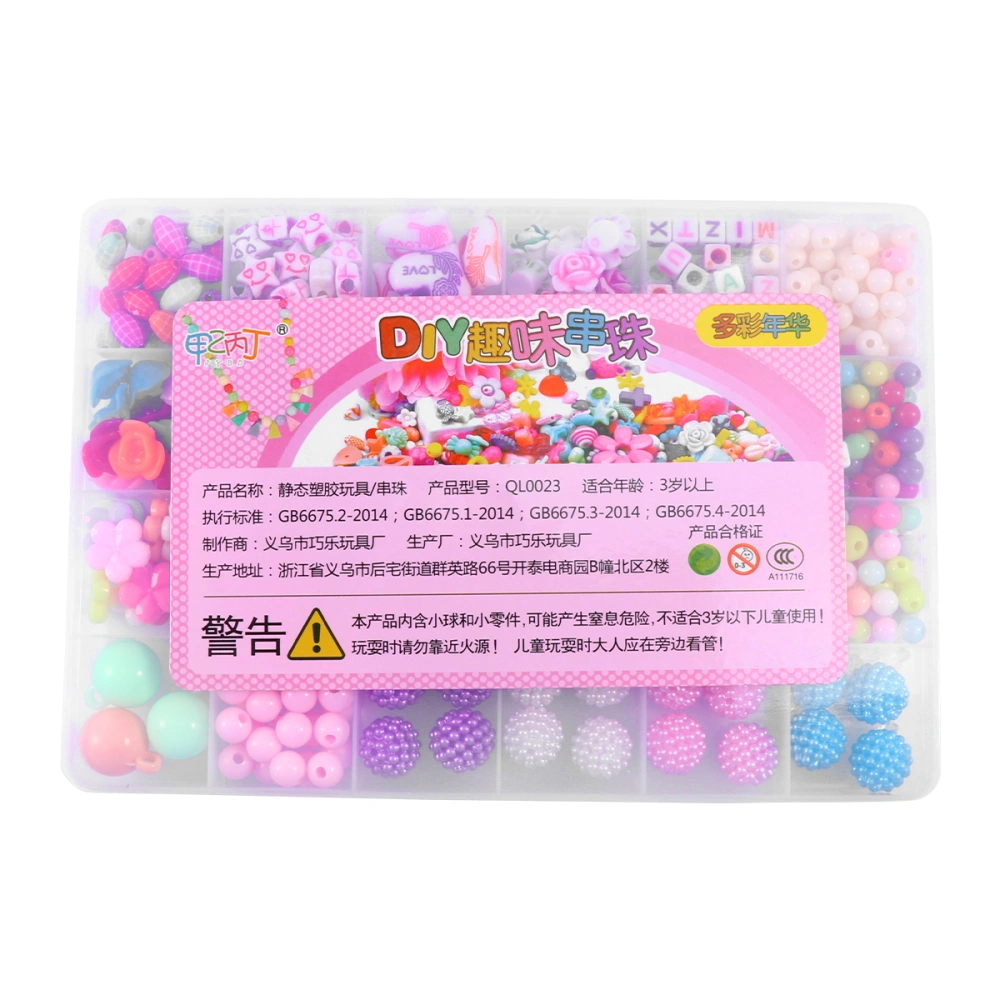 Handmade Girls DIY Beads Colorful Beads Toy DIY Jewelry Accessories Educational Beads Toy (24 Grids, About 520pcs)