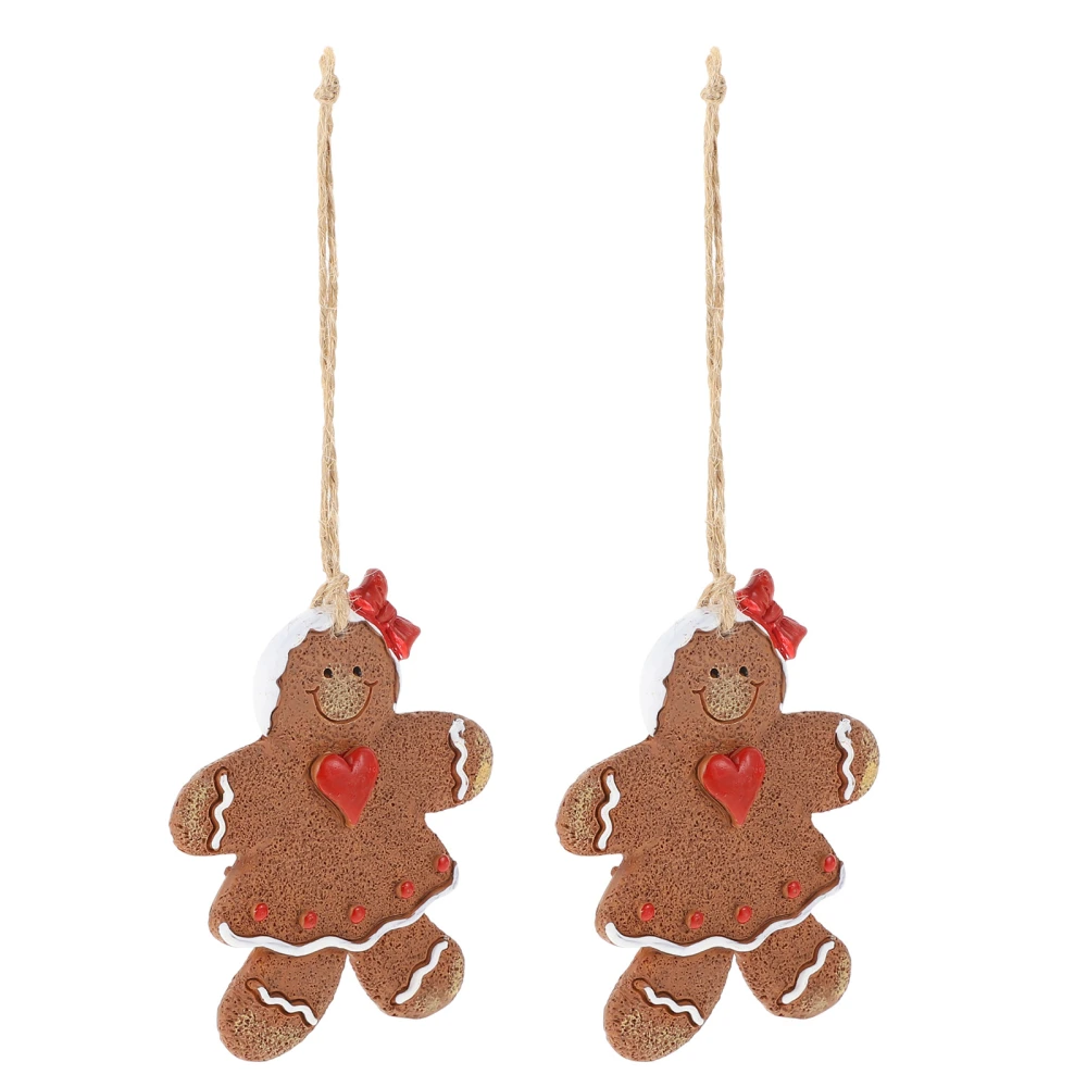 2Pcs Gingerbread Man Pendant Christmas Tree Hanging Decor Resin Gingerbread Man