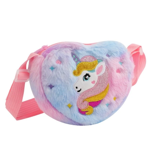Plush Unicorn Pattern Shoulder Bag Girl Bag Unicorn Plush Bag Cute Shoulder Purse