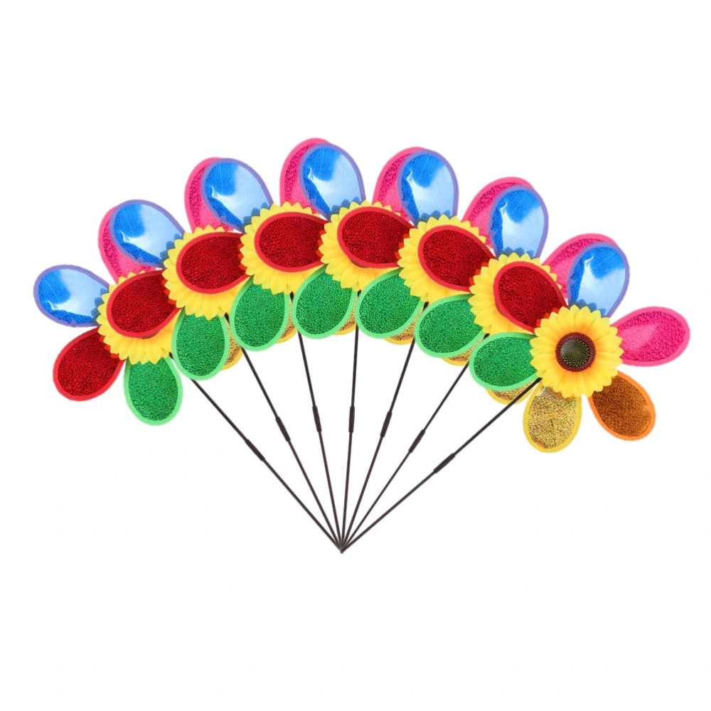 7Pcs Outdoor Rotating Sunflower Windmills Creative Kids Pinwheels Random Color