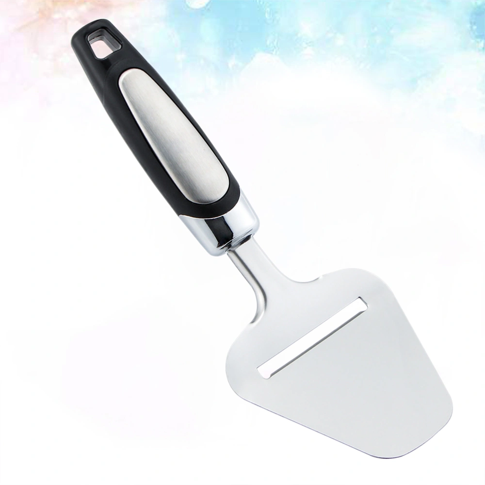 1pc Stainless Steel Cheese Spatula Shovel Pizza Cutter Baking Tool Kitchen Gadget (Black + Silver)